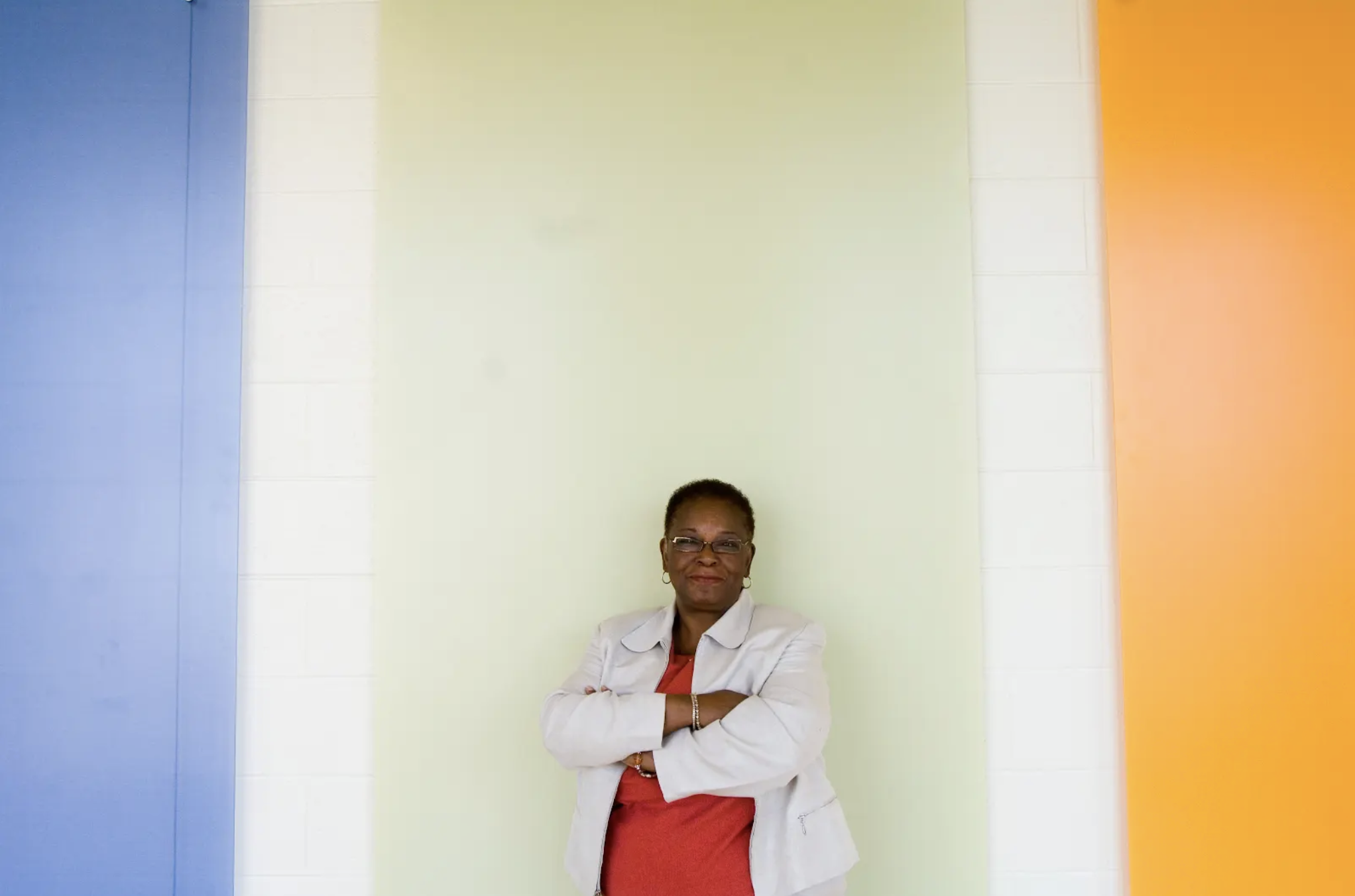 photo of a woman on a colorful background